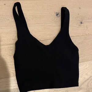 OFFLINE AERIE Cropped V-Neck Black Tank